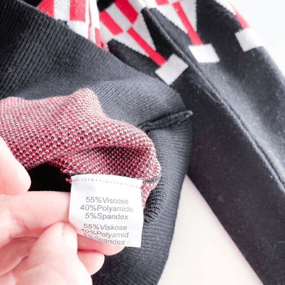 NWT Paul Jones Mens Geometric V-Neck Button Front Cardigan Sweater Black Medium - Picture 5 of 8